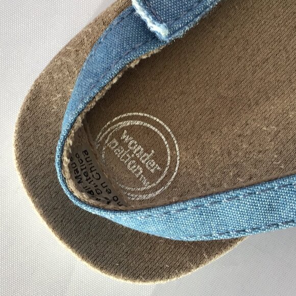 Wonder Nation Toddler Girl Sandals Adjustable Textile Fabric Bow Blue Size 11 - Picture 4 of 7